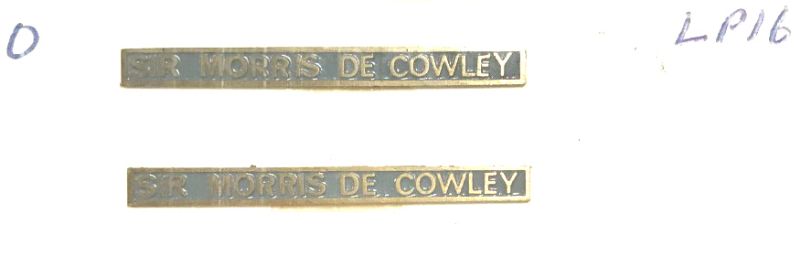 Sir Morris de Cowley O gauge Etched Plates Grey Background
